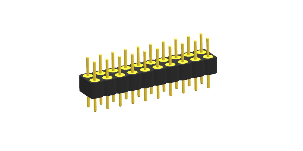 圆孔排针2.54mm 双排 180度（塑高3.0 塑宽5.08）